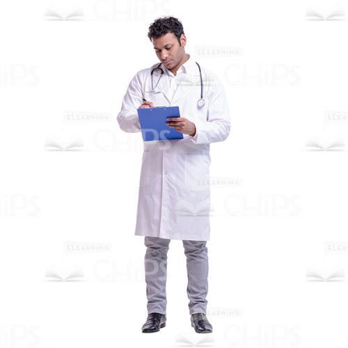 Cutout Picture of Focused Doctor Making Records-0