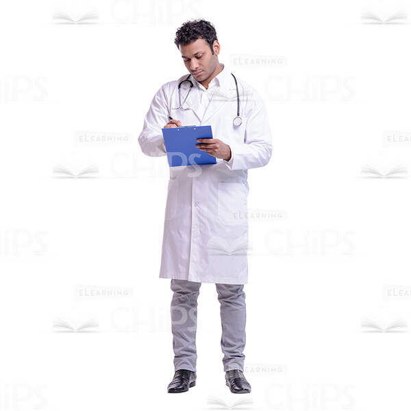 Cutout Picture of Focused Doctor Making Records-0 Cutout Picture of Focused Doctor Making Records-0