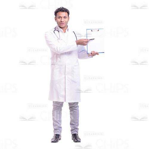Cutout Picture of Young Doctor Pointing with His Pen-0