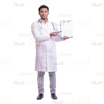 Cutout Picture of Young Doctor Pointing at the Folder-0