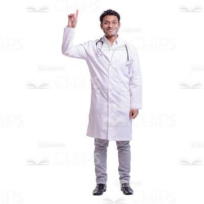 Cutout Photo of Smiling Doctor Pointing Up-0