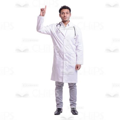 Cutout Photo of Serious Doctor Pointing Up-0