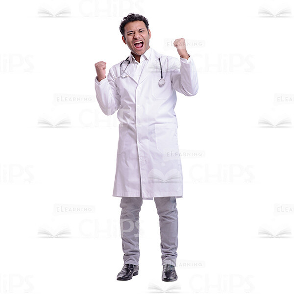 Cutout Photo of Surprised Doctor Making "Yes" Gesture-0