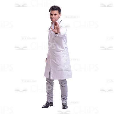 Serious Young Doctor Making Stop Gesture Cutout Photo-0