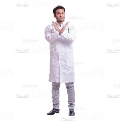 Serious Doctor Character Stop Gesture Cutout Photo-0