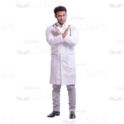 Confident Doctor Saying "No" Cutout Image-0