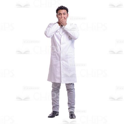 Cutout Image of Scared Doctor Covering Mouth with Hands-0
