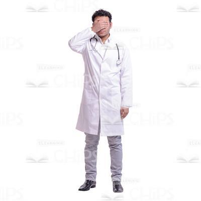 Cutout Image of Young Doctor Covered His Eyes with His Hand-0