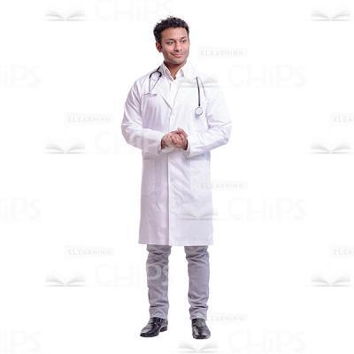 Cutout Image of Smiling Doctor Holding Hand over Hand-0