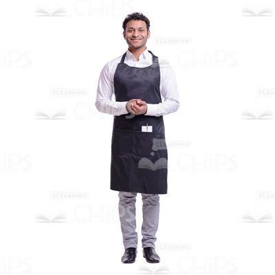 Smiling Waiter Locked Hands Cutout Picture-0