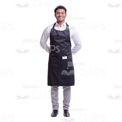 Cutout Picture of Smiling Waiter Put His Hands behind His Back-0