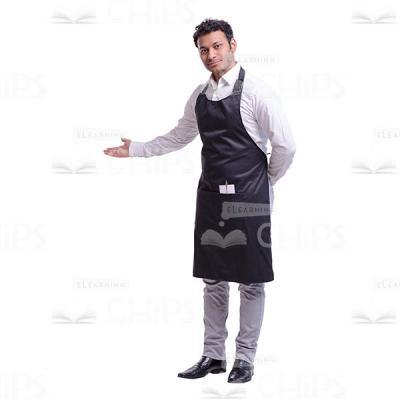 Cutout Picture of Polite Waiter Inviting a Client to the Table-0