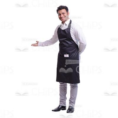 Cutout Image of Smiling Waiter Inviting a Client to the Table-0