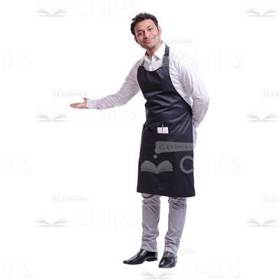 Cutout Image of Smiling Waiter Greeting a Client -0