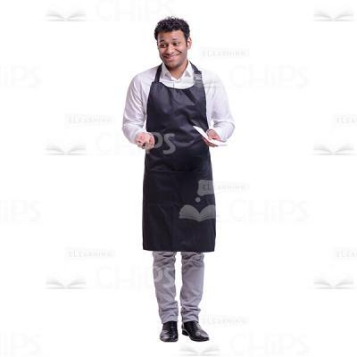 Laughing Waiter with Notepad and Pen Cutout-0