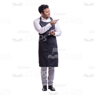 Cutout Image of Merry Waiter Making Jokes with Clients-0