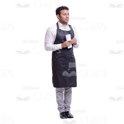 Cutout Picture of Attentive Waiter Holding a Notepad and a Pen-0