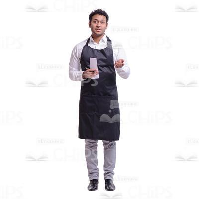Cutout Picture of Young Waiter Extending His Hand to Somebody-0