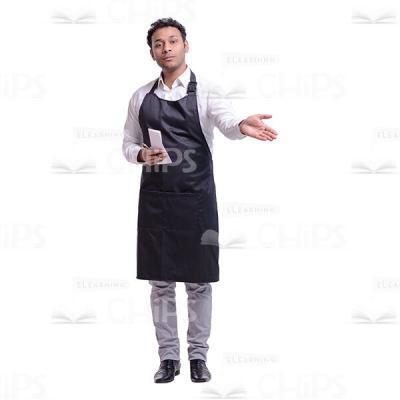 Cutout Photo of Serious Waiter Indicating the Table to His Client-0