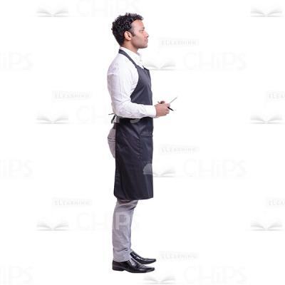 Cutout Photo of Serious Waiter Standing Half Turned-0