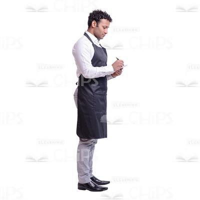 Cutout Photo of Handsome Waiter Standing Half Turned and Putting down the Order-0