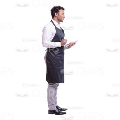 Cutout Image of Smiling Waiter Standing Half Turned and Putting down the Order-0
