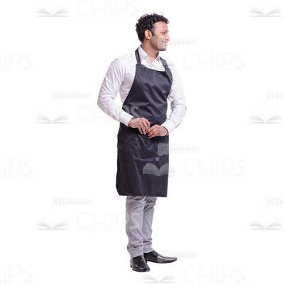 Cutout Image of Smiling Waiter Standing Half Turned Hidden Something in the Pocket-0