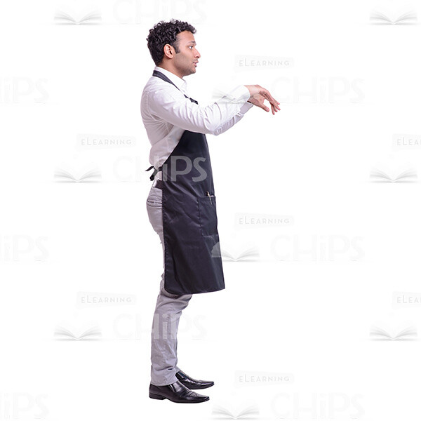 Cutout Image of Handsome Waiter Suggesting to Put Something on the Floor-0