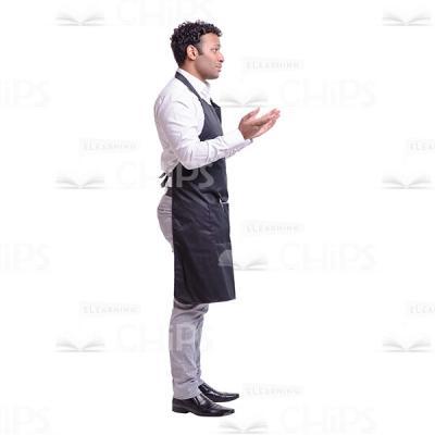 Cutout Picture of Young Waiter Showing to Move at Him-0