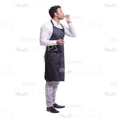 Cutout Picture of Pleased Waiter Showing that Something Is So Sweet-0