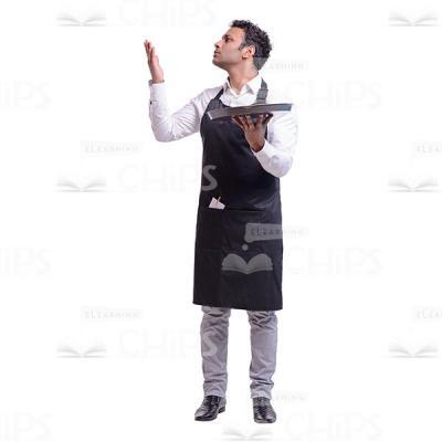 Waiter With The Tray With Asking Gesture Cutout Photo-0