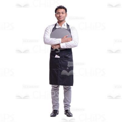 Smiling Waiter Hugging The Tray Cutout Photo-0