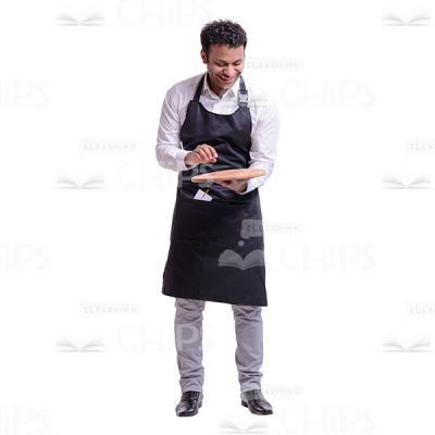 Laughing Waiter Looking At The Tray Cutout Photo-0
