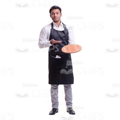 Waiter Pointing At The Wooden Tray Cutout Photo-0