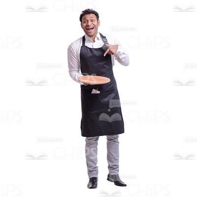 Pointing Laughing Waiter With The Wooden Tray Cutout Photo-0