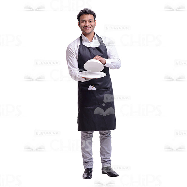 Smiling Waiter Presenting The Party-cook Cutout Photo-0