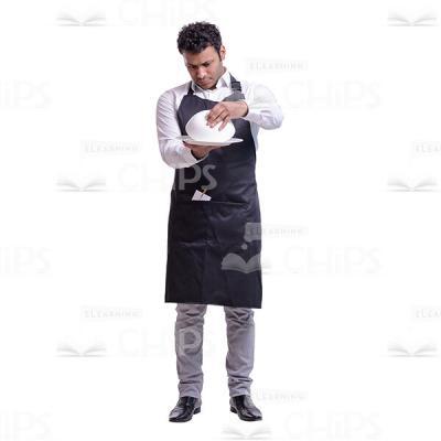Preoccupied Waiter Looking Under The Top Of Party-cook Cutout Photo-0