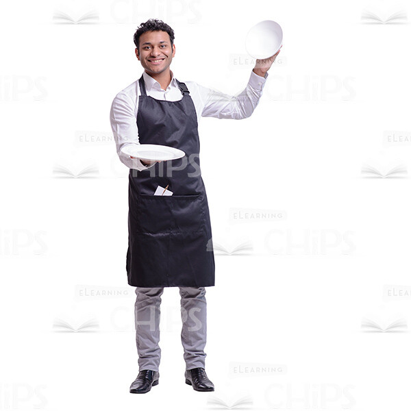 Smiling Waiter With Opened The Party-cook Cutout Photo-0