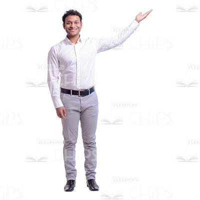 Raising Left Hand Smiling Businessman Cutout Photo-0