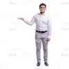 Smiling Businessman With Raised Right Hand Cutout Photo-0