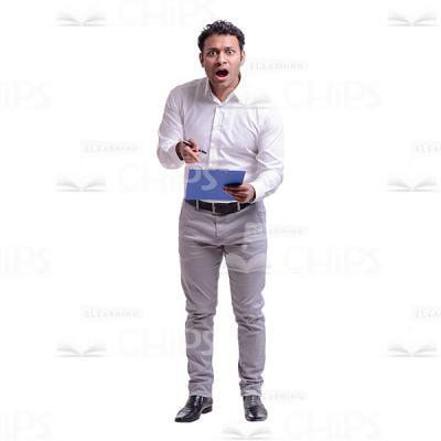 Shocked Pointing Young Businessman Cutout Photo-0