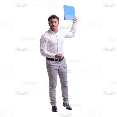Threatening With Notebook Businessman Cutout Photo-0