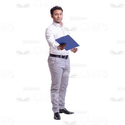 Half-turned Businessman Offering The Notebook Cutout Photo-0
