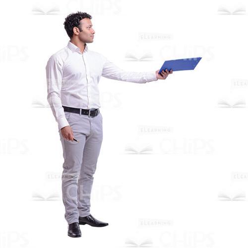 Profile View Businessman Offering The Notebook Cutout Photo-0