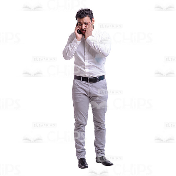 Grieved Businessman Using The Handy Cutout Photo-0