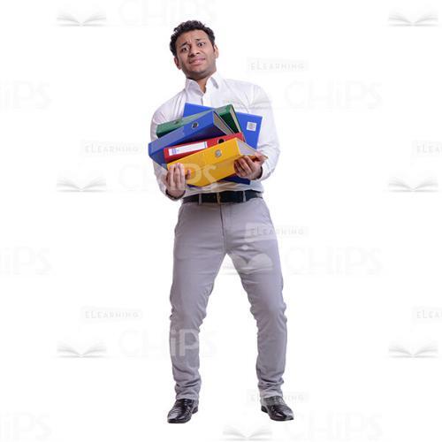 Businessman With A Lot Of Heavy The Folders Cutout Photo-0
