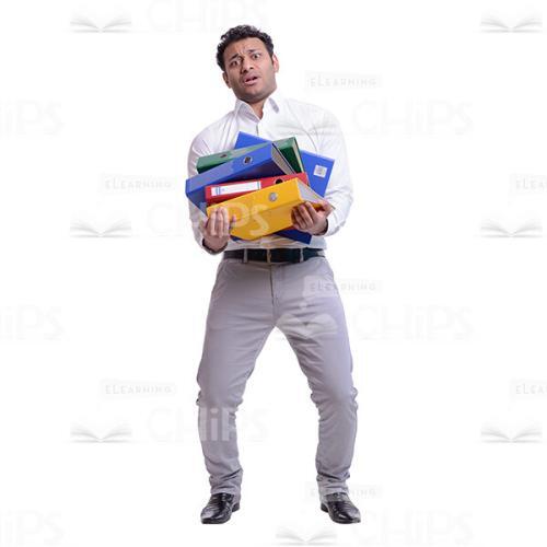 Exhausted Businessman With A Lot Of Heavy The Folders Cutout Photo-0