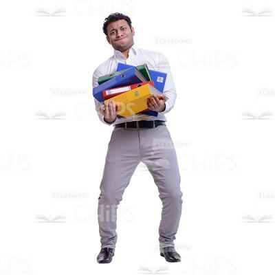Exhausted Pushing Businessman With A Lot Of Heavy The Folders Cutout Photo-0