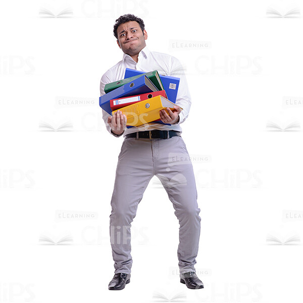 Pushing Businessman With A Lot Of Heavy The Folders Cutout Photo-0