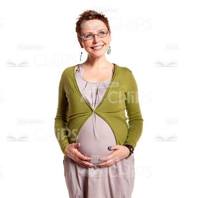 Smiling Pregnant Woman Looking Upwards Cutout Picture-0